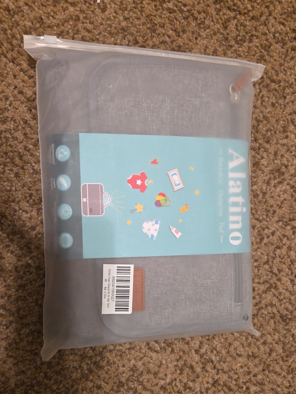 NWT Brand New Alatino Portable Diaper Changing Pad for Baby – Heather Grey